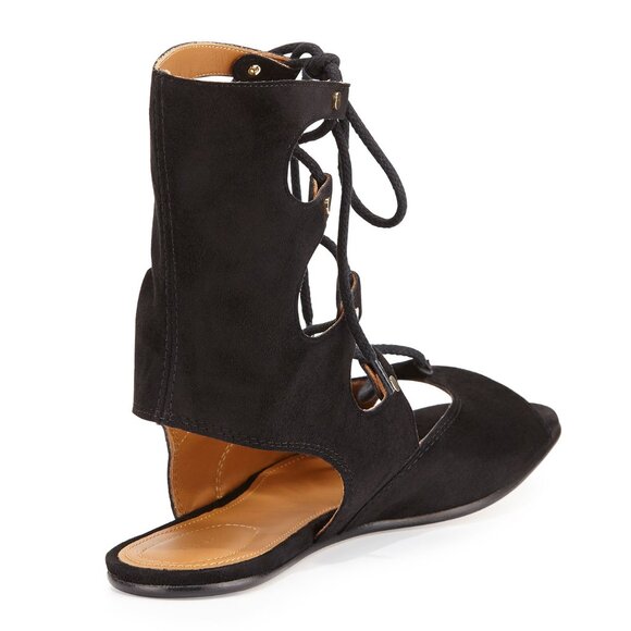 CHLOE SHOES SUEDE LEATHER MID CALF GLADIATOR FOSTER SANDALS sz IT 38 7 US - Picture 2 of 10